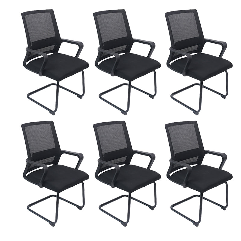 Modern Fixed Arms Office Chair Breathable AirGrid No Wheels Chair Black 6 Piece Set Clearhalo 'furn' 'furn_office_chair' 'Furniture' 'Office Chairs' 'Office Furniture' 'office_chair' 5917560