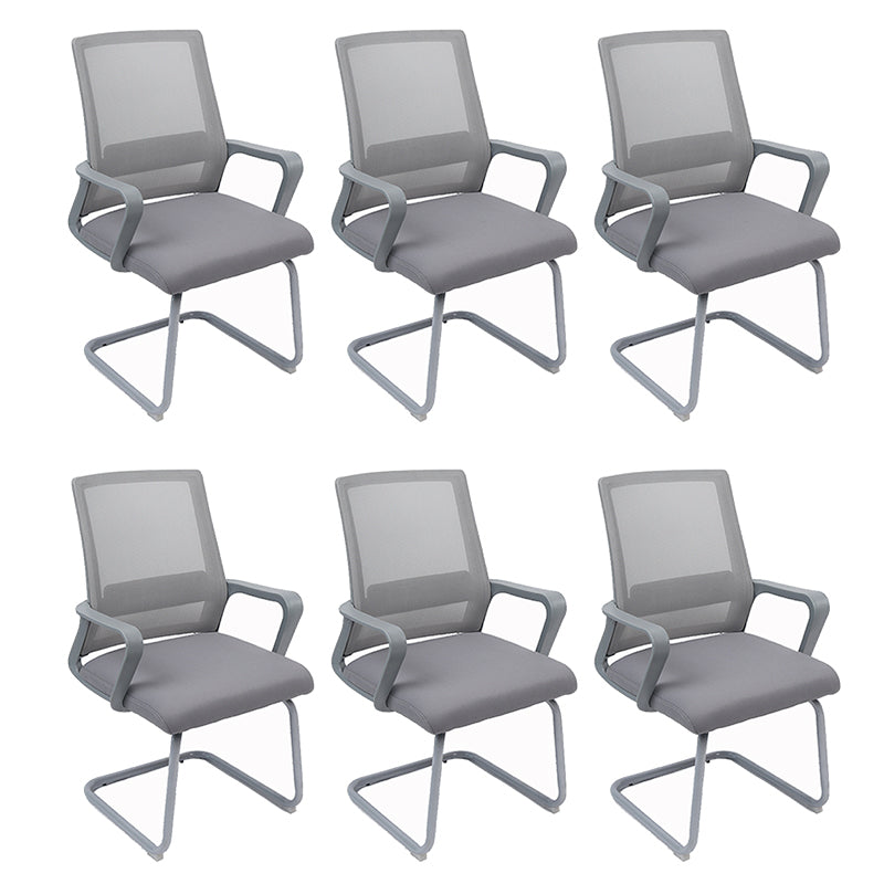 Modern Fixed Arms Office Chair Breathable AirGrid No Wheels Chair Grey 6 Piece Set Clearhalo 'furn' 'furn_office_chair' 'Furniture' 'Office Chairs' 'Office Furniture' 'office_chair' 5917562