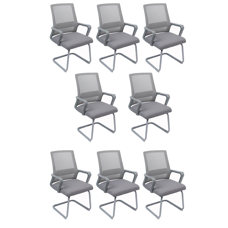 Modern Fixed Arms Office Chair Breathable AirGrid No Wheels Chair Grey 8 Piece Set Clearhalo 'furn' 'furn_office_chair' 'Furniture' 'Office Chairs' 'Office Furniture' 'office_chair' 5917564