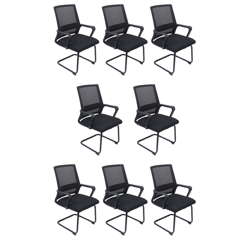 Modern Fixed Arms Office Chair Breathable AirGrid No Wheels Chair Black 8 Piece Set Clearhalo 'furn' 'furn_office_chair' 'Furniture' 'Office Chairs' 'Office Furniture' 'office_chair' 5917566