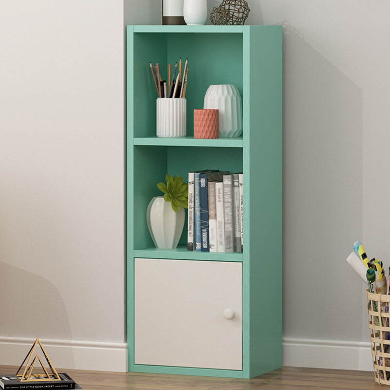 Modern Corner Vertical Shelf Bookcase Engineered Wood Book Shelf with Cabinets 12.9"L x 9.4"W x 37.4"H Green 1 Clearhalo 'Bookcases' 'furn' 'furn_bookcases' 'Furniture' 'Office Furniture' 5917594