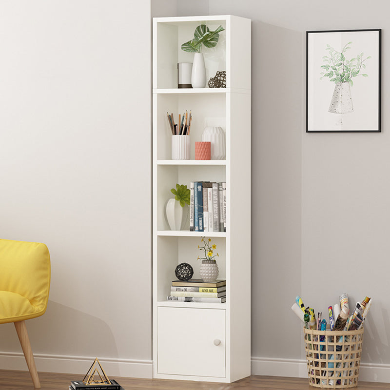 Modern Corner Vertical Shelf Bookcase Engineered Wood Book Shelf with Cabinets 12.9"L x 9.4"W x 61.8"H White 1 Clearhalo 'Bookcases' 'furn' 'furn_bookcases' 'Furniture' 'Office Furniture' 5917604