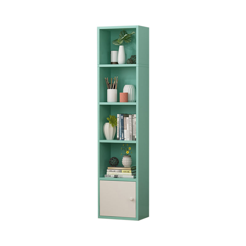 Modern Corner Vertical Shelf Bookcase Engineered Wood Book Shelf with Cabinets 12.9"L x 9.4"W x 61.8"H Green 1 Clearhalo 'Bookcases' 'furn' 'furn_bookcases' 'Furniture' 'Office Furniture' 5917607