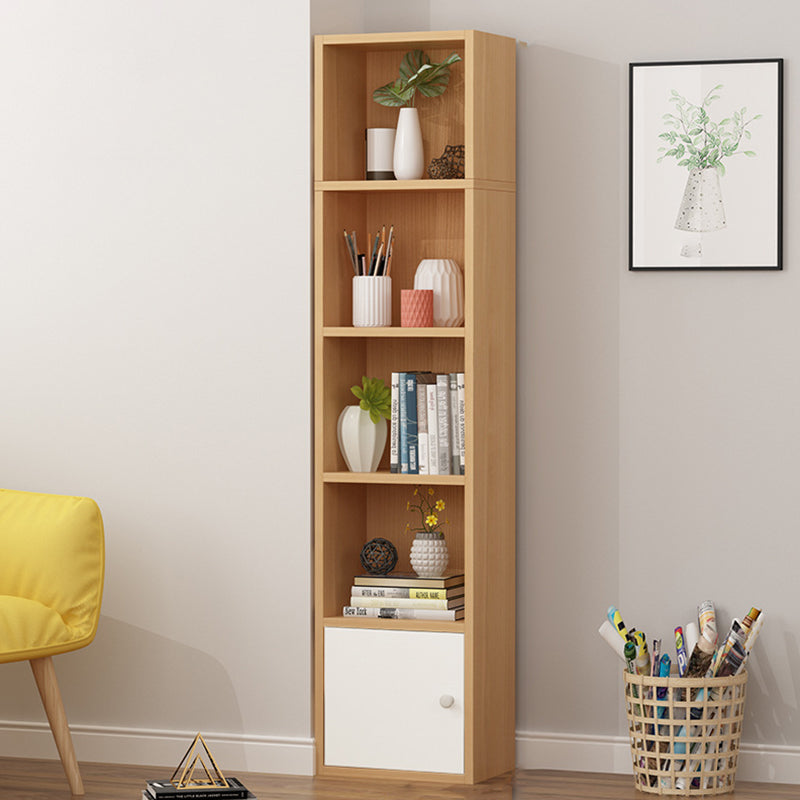Modern Corner Vertical Shelf Bookcase Engineered Wood Book Shelf with Cabinets 12.9"L x 9.4"W x 61.8"H Natural 1 Clearhalo 'Bookcases' 'furn' 'furn_bookcases' 'Furniture' 'Office Furniture' 5917611