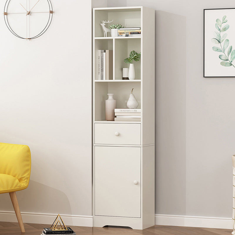 Modern Corner Vertical Shelf Bookcase Engineered Wood Book Shelf with Cabinets 15.7"L x 9.4"W x 63"H White 1 Clearhalo 'Bookcases' 'furn' 'furn_bookcases' 'Furniture' 'Office Furniture' 5917612