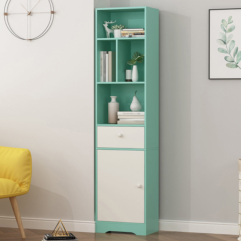 Modern Corner Vertical Shelf Bookcase Engineered Wood Book Shelf with Cabinets 15.7"L x 9.4"W x 63"H Green 1 Clearhalo 'Bookcases' 'furn' 'furn_bookcases' 'Furniture' 'Office Furniture' 5917614