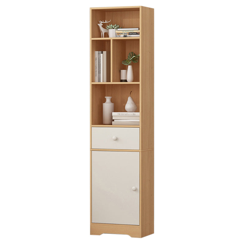 Modern Corner Vertical Shelf Bookcase Engineered Wood Book Shelf with Cabinets 15.7"L x 9.4"W x 63"H Natural 1 Clearhalo 'Bookcases' 'furn' 'furn_bookcases' 'Furniture' 'Office Furniture' 5917617
