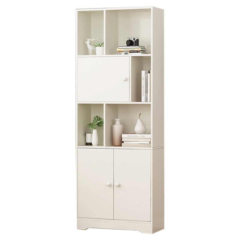 Modern Corner Vertical Shelf Bookcase Engineered Wood Book Shelf with Cabinets 23.6"L x 9.4"W x 63"H White 3 Clearhalo 'Bookcases' 'furn' 'furn_bookcases' 'Furniture' 'Office Furniture' 5917625