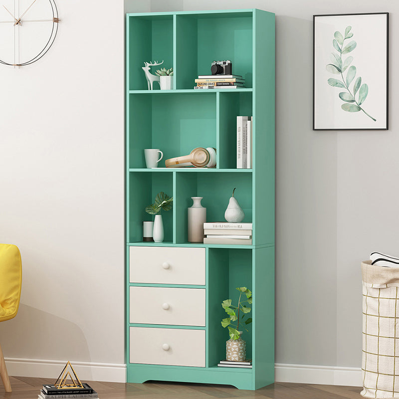 Modern Corner Vertical Shelf Bookcase Engineered Wood Book Shelf with Cabinets 23.6"L x 9.4"W x 63"H Green Cabinet Not Included Clearhalo 'Bookcases' 'furn' 'furn_bookcases' 'Furniture' 'Office Furniture' 5917629