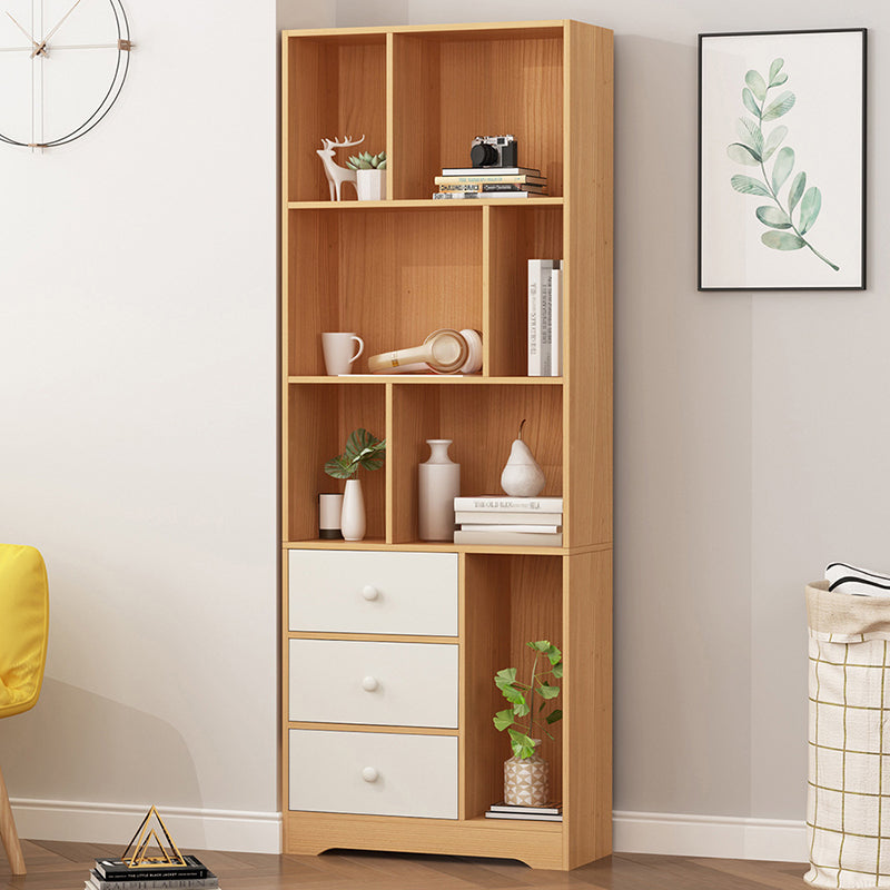 Modern Corner Vertical Shelf Bookcase Engineered Wood Book Shelf with Cabinets 23.6"L x 9.4"W x 63"H Natural Cabinet Not Included Clearhalo 'Bookcases' 'furn' 'furn_bookcases' 'Furniture' 'Office Furniture' 5917630