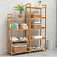 Modern Bamboo Vertical Book Shelf Brown Open Bookshelf for Study Room