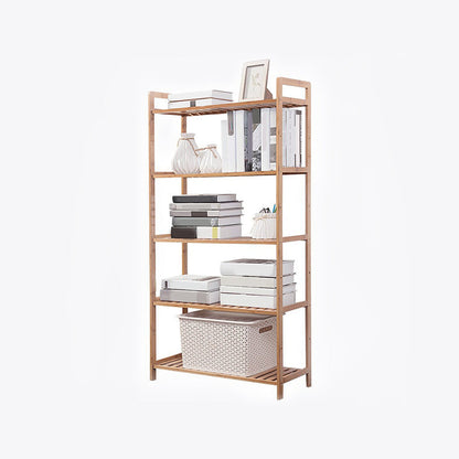 Modern Bamboo Vertical Book Shelf Brown Open Bookshelf for Study Room 13.8"L x 9.8"W x 28"H