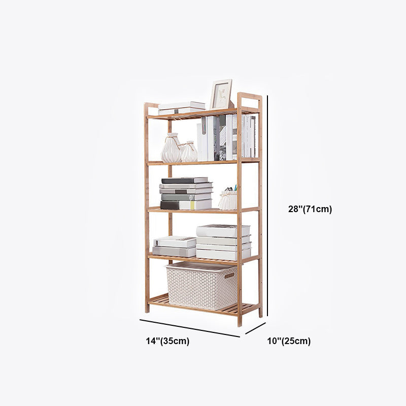 Modern Bamboo Vertical Book Shelf Brown Open Bookshelf for Study Room