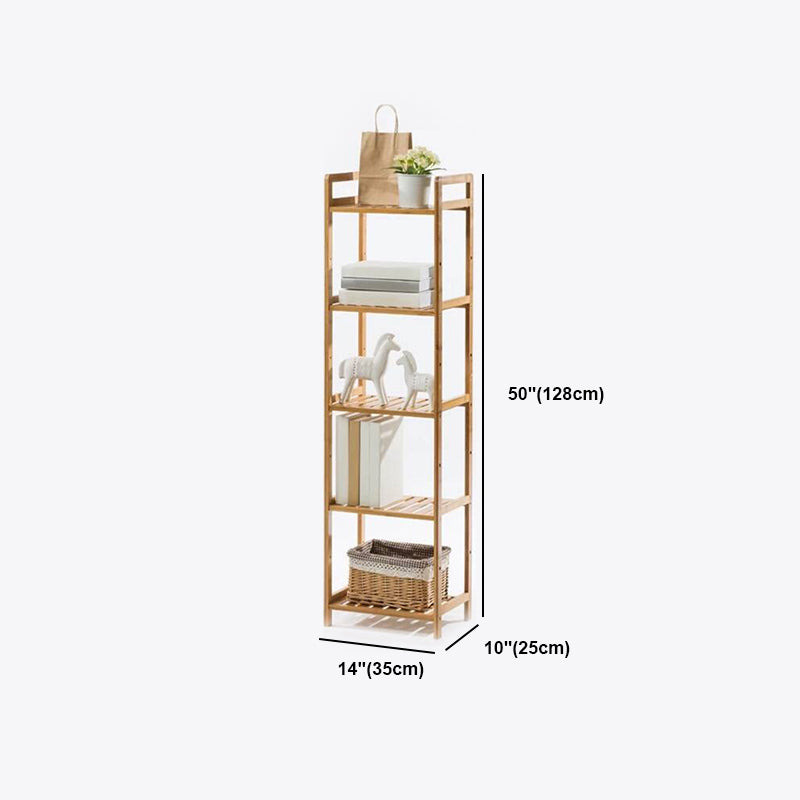 Modern Bamboo Vertical Book Shelf Brown Open Bookshelf for Study Room