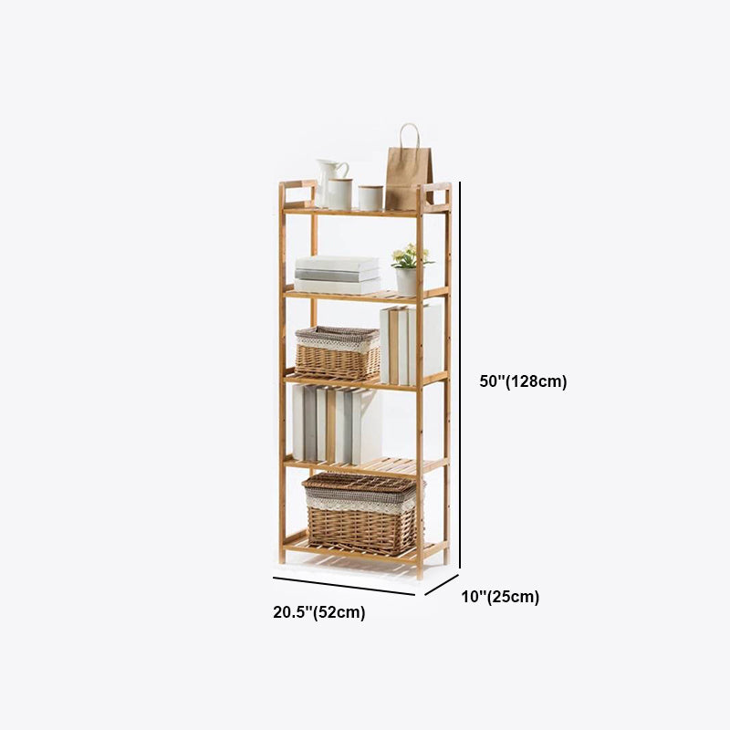 Modern Bamboo Vertical Book Shelf Brown Open Bookshelf for Study Room
