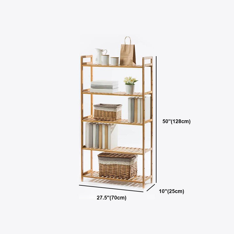 Modern Bamboo Vertical Book Shelf Brown Open Bookshelf for Study Room