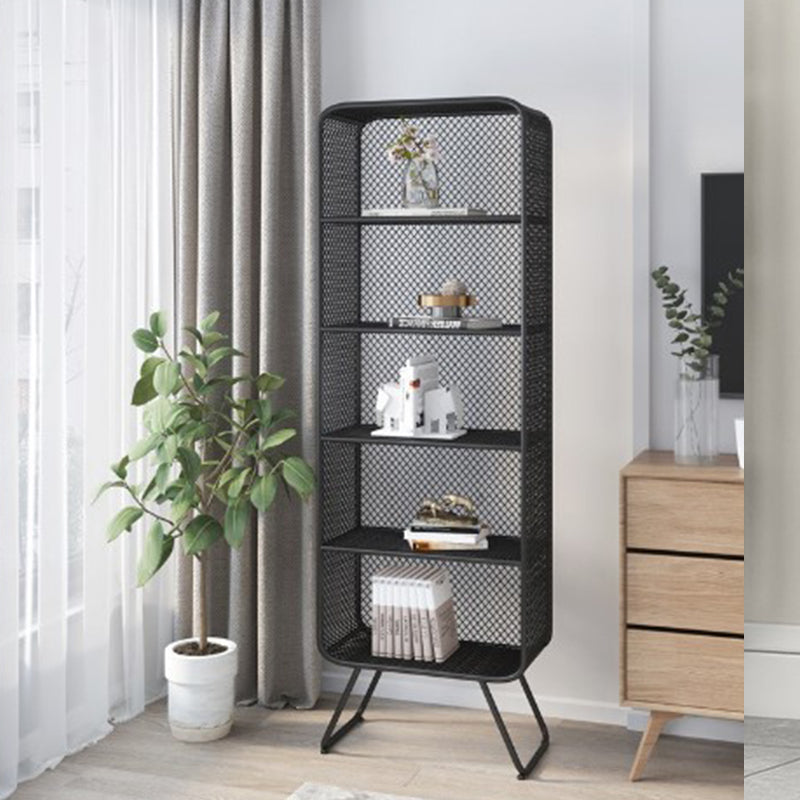 Glam Metal Bookshelf Closed Back with Shelves Bookcase Vertical Black Clearhalo 'Bookcases' 'furn' 'furn_bookcases' 'Furniture' 'Office Furniture' 5917744