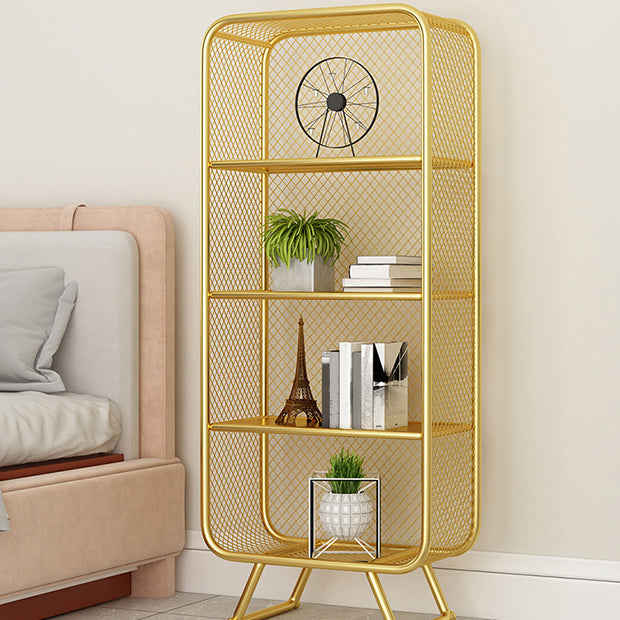 Glam Metal Bookshelf Closed Back with Shelves Bookcase Vertical 23.6"L x 11.8"W x 59.1"H Gold Clearhalo 'Bookcases' 'furn' 'furn_bookcases' 'Furniture' 'Office Furniture' 5917749