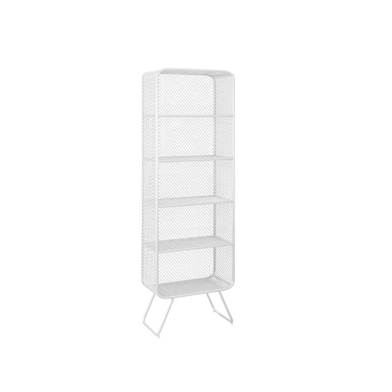 Glam Metal Bookshelf Closed Back with Shelves Bookcase Vertical 31"L x 16"W x 71"H White Clearhalo 'Bookcases' 'furn' 'furn_bookcases' 'Furniture' 'Office Furniture' 5917752