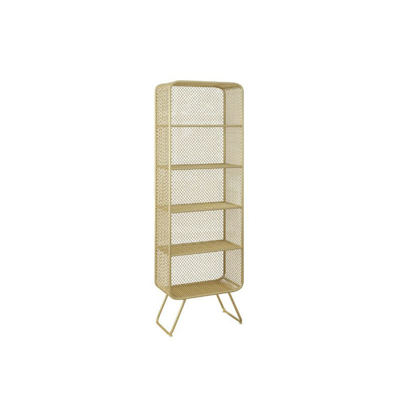 Glam Metal Bookshelf Closed Back with Shelves Bookcase Vertical 31"L x 16"W x 71"H Gold Clearhalo 'Bookcases' 'furn' 'furn_bookcases' 'Furniture' 'Office Furniture' 5917766