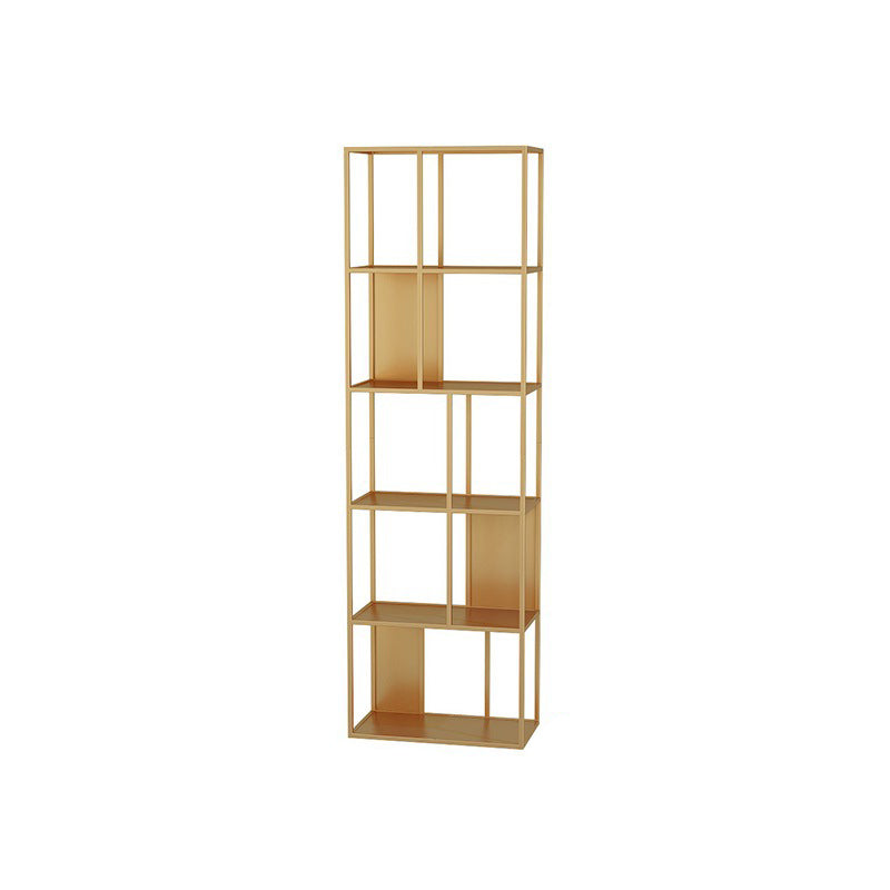 Gold and Black Book Shelf 5 Levels Modern Bookshelf Open Bookcase 11.8"L x 23.6"W x 70.9"H Gold Clearhalo 'Bookcases' 'furn' 'furn_bookcases' 'Furniture' 'Office Furniture' 5917782