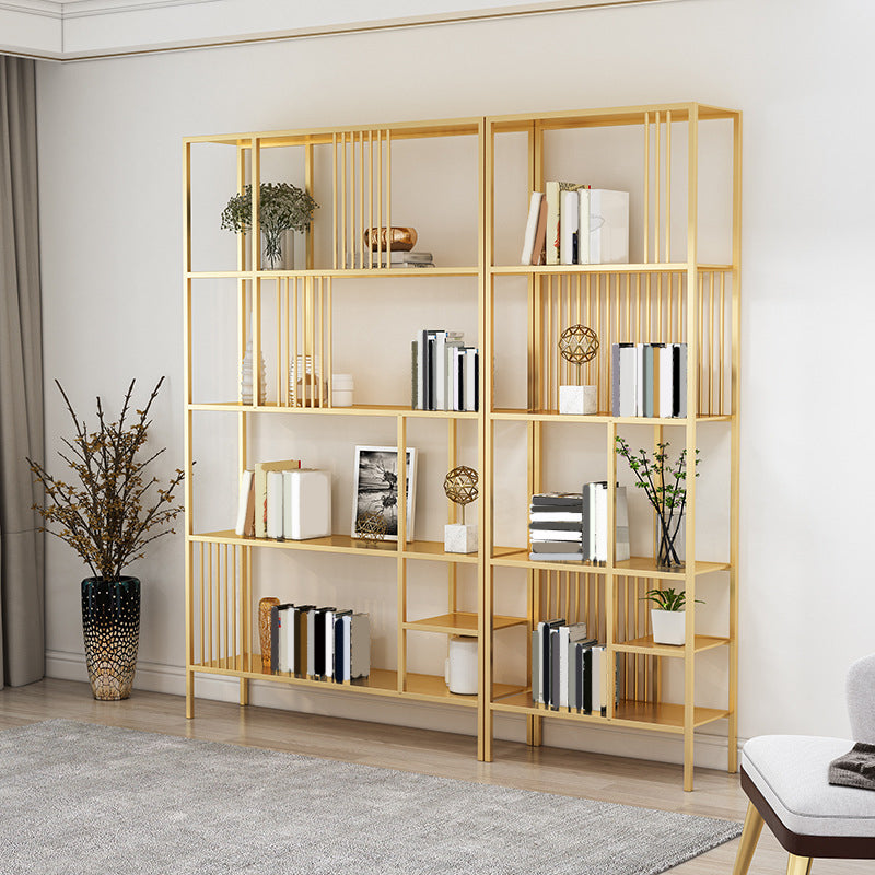 Glam Metal and Wood Shelf Bookcase Etagere Open Home Book Shelf with 5 Shelves Clearhalo 'Bookcases' 'furn' 'furn_bookcases' 'Furniture' 'Office Furniture' 5917792