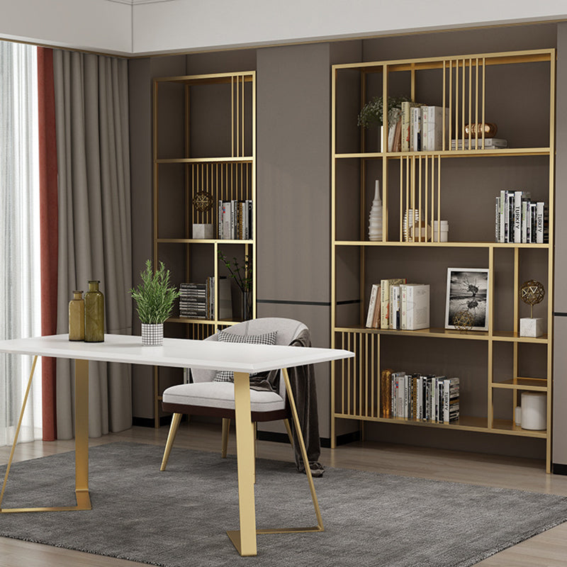 Glam Metal and Wood Shelf Bookcase Etagere Open Home Book Shelf with 5 Shelves Clearhalo 'Bookcases' 'furn' 'furn_bookcases' 'Furniture' 'Office Furniture' 5917807