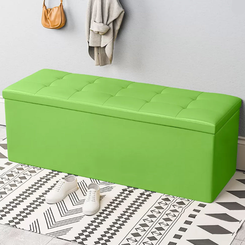 15.7" W 15.7" H Modern Seating Bench Faux Leather Bench with Flip Top Green Clearhalo 'Benches' 'Chairs & Seating' 'furn' 'furn_benches' 'Furniture' 'Living Room Furniture' 5917939