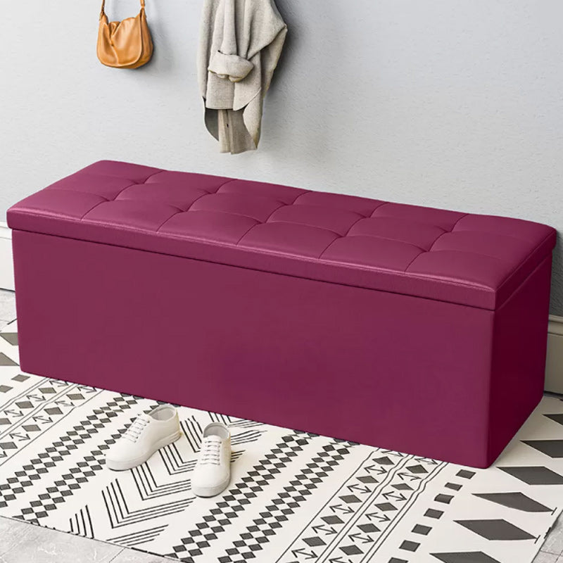 15.7" W 15.7" H Modern Seating Bench Faux Leather Bench with Flip Top Purple Clearhalo 'Benches' 'Chairs & Seating' 'furn' 'furn_benches' 'Furniture' 'Living Room Furniture' 5917941