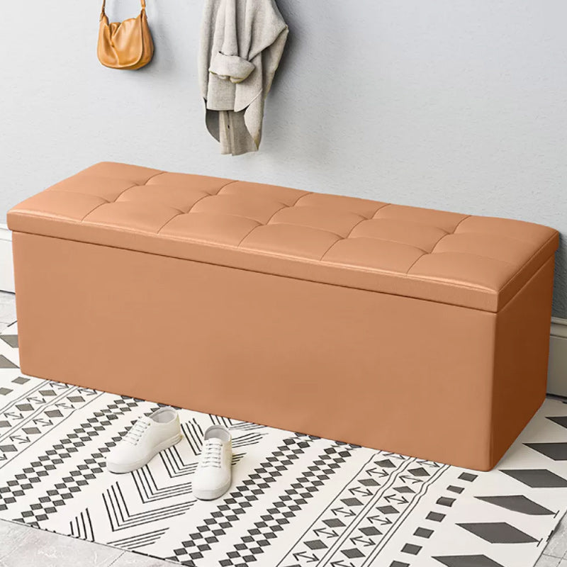 15.7" W 15.7" H Modern Seating Bench Faux Leather Bench with Flip Top Gold Clearhalo 'Benches' 'Chairs & Seating' 'furn' 'furn_benches' 'Furniture' 'Living Room Furniture' 5917942