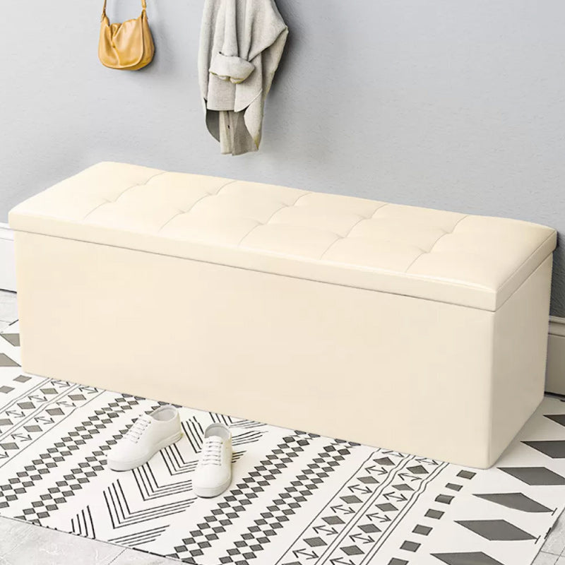 15.7" W 15.7" H Modern Seating Bench Faux Leather Bench with Flip Top White Clearhalo 'Benches' 'Chairs & Seating' 'furn' 'furn_benches' 'Furniture' 'Living Room Furniture' 5917945