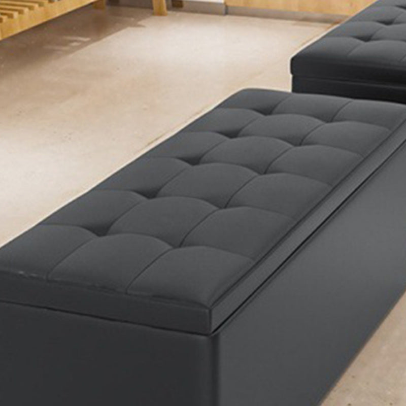 15.7" W 15.7" H Modern Seating Bench Faux Leather Bench with Flip Top Clearhalo 'Benches' 'Chairs & Seating' 'furn' 'furn_benches' 'Furniture' 'Living Room Furniture' 5917948