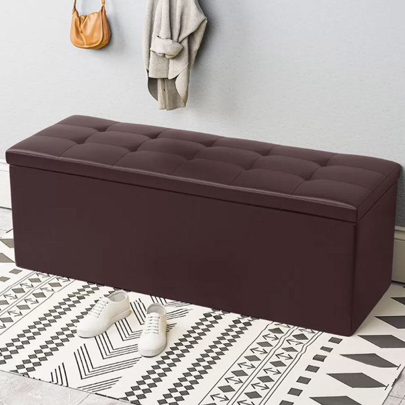 15.7" W 15.7" H Modern Seating Bench Faux Leather Bench with Flip Top Dark Coffee Clearhalo 'Benches' 'Chairs & Seating' 'furn' 'furn_benches' 'Furniture' 'Living Room Furniture' 5917956