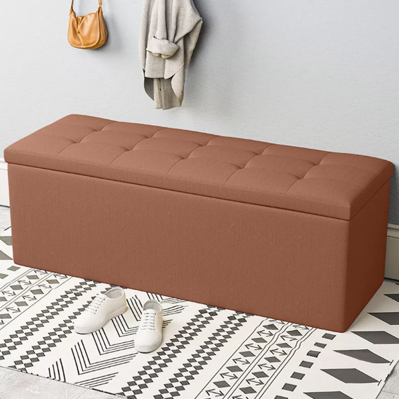 15.7" W 15.7" H Modern Seating Bench Faux Leather Bench with Flip Top Brown-Khaki Clearhalo 'Benches' 'Chairs & Seating' 'furn' 'furn_benches' 'Furniture' 'Living Room Furniture' 5917957
