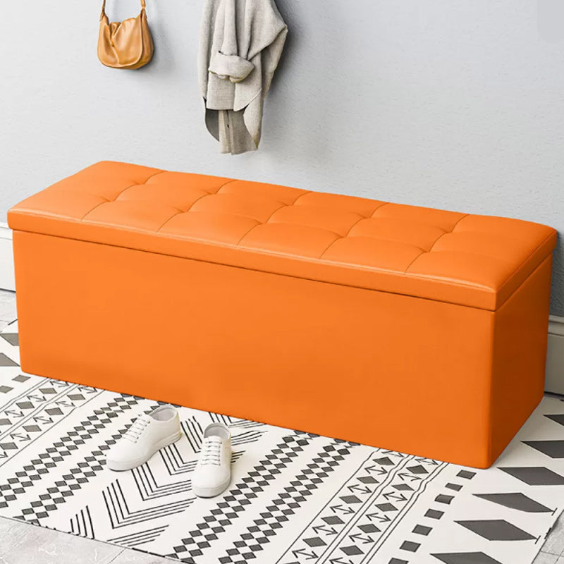 15.7" W 15.7" H Modern Seating Bench Faux Leather Bench with Flip Top Orange Clearhalo 'Benches' 'Chairs & Seating' 'furn' 'furn_benches' 'Furniture' 'Living Room Furniture' 5917959