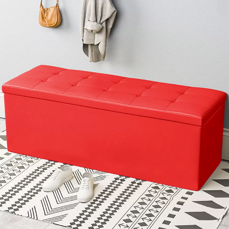 15.7" W 15.7" H Modern Seating Bench Faux Leather Bench with Flip Top Red Clearhalo 'Benches' 'Chairs & Seating' 'furn' 'furn_benches' 'Furniture' 'Living Room Furniture' 5917961