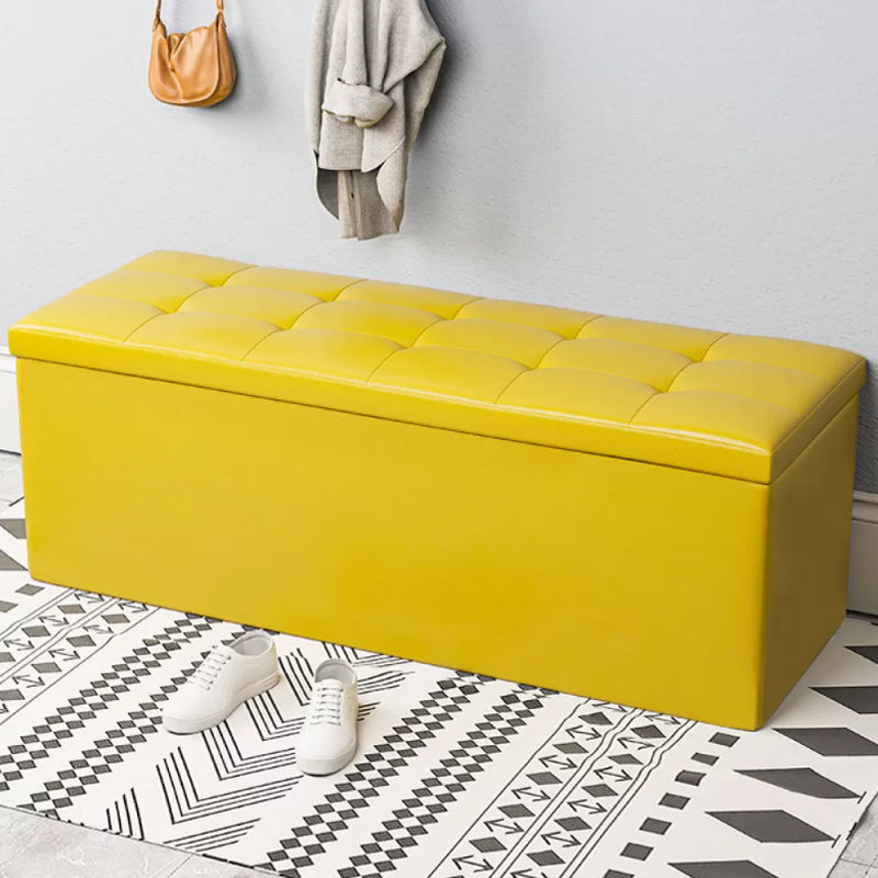 15.7" W 15.7" H Modern Seating Bench Faux Leather Bench with Flip Top Yellow Clearhalo 'Benches' 'Chairs & Seating' 'furn' 'furn_benches' 'Furniture' 'Living Room Furniture' 5917963