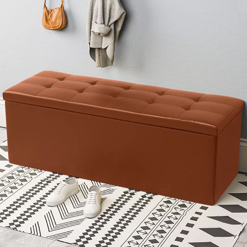 15.7" W 15.7" H Modern Seating Bench Faux Leather Bench with Flip Top Brown Clearhalo 'Benches' 'Chairs & Seating' 'furn' 'furn_benches' 'Furniture' 'Living Room Furniture' 5917964