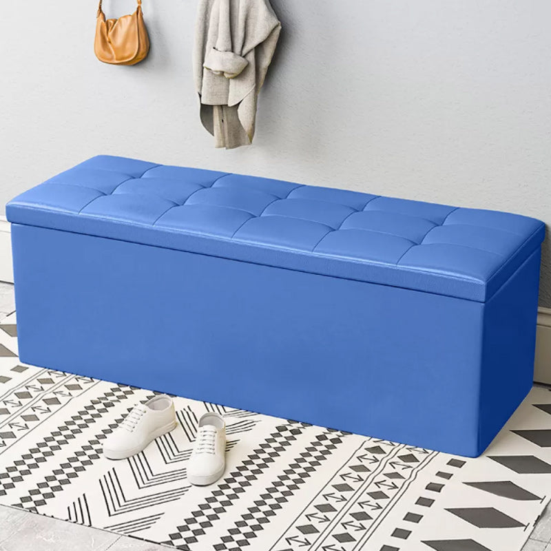 15.7" W 15.7" H Modern Seating Bench Faux Leather Bench with Flip Top Blue Clearhalo 'Benches' 'Chairs & Seating' 'furn' 'furn_benches' 'Furniture' 'Living Room Furniture' 5917965