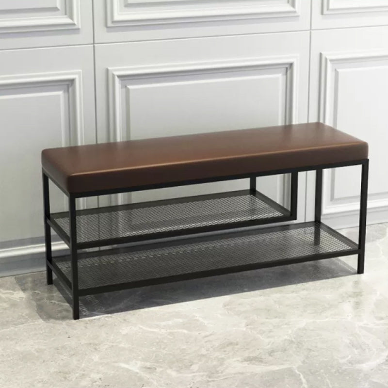12.6" Wide Upholstered Entryway Bench with Storage Bench with Metal Legs Brown Black Clearhalo 'Benches' 'Chairs & Seating' 'furn' 'furn_benches' 'Furniture' 'Living Room Furniture' 5917978