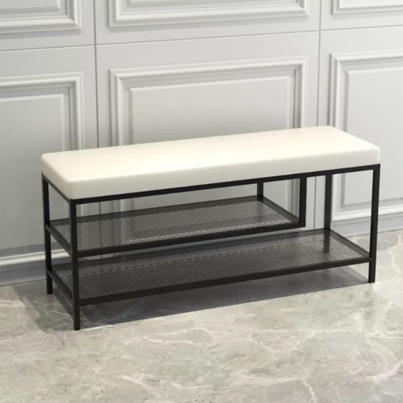 12.6" Wide Upholstered Entryway Bench with Storage Bench with Metal Legs Beige Black Clearhalo 'Benches' 'Chairs & Seating' 'furn' 'furn_benches' 'Furniture' 'Living Room Furniture' 5917989
