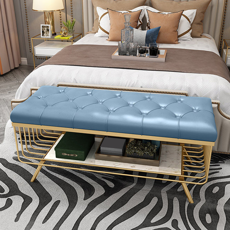 17.7 Inch High Glam Metal Seating Bench Tufted Entryway Bench Clearhalo 'Benches' 'Chairs & Seating' 'furn' 'furn_benches' 'Furniture' 'Living Room Furniture' 5918007