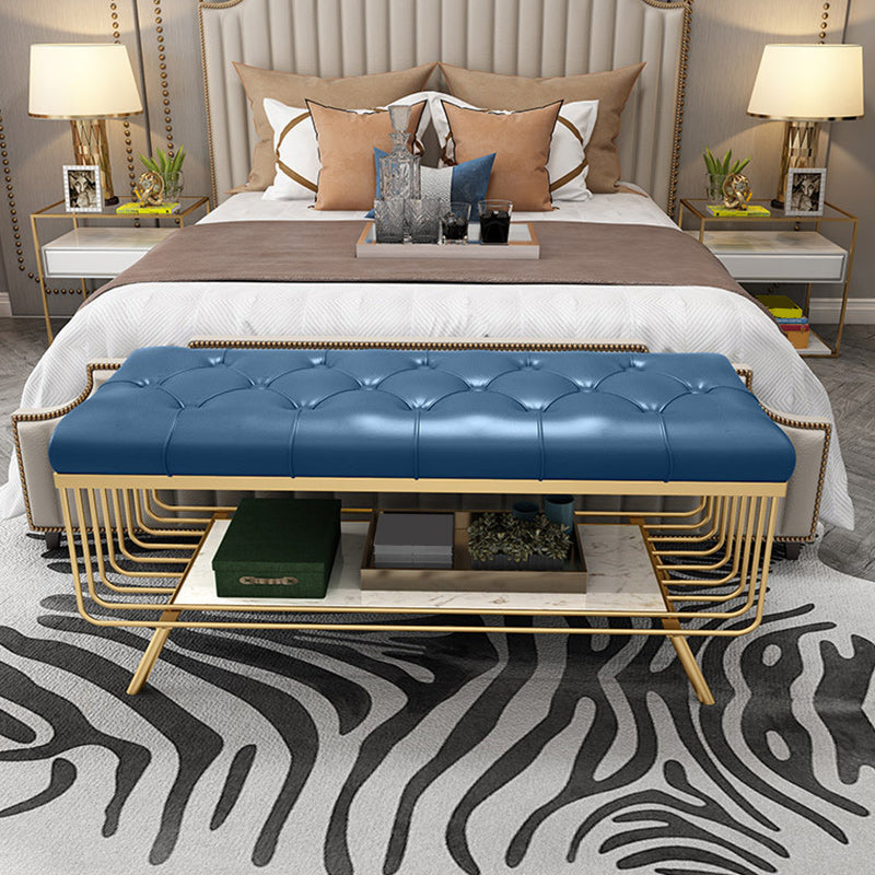 17.7 Inch High Glam Metal Seating Bench Tufted Entryway Bench Clearhalo 'Benches' 'Chairs & Seating' 'furn' 'furn_benches' 'Furniture' 'Living Room Furniture' 5918008