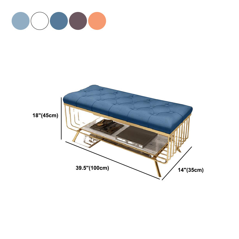 17.7 Inch High Glam Metal Seating Bench Tufted Entryway Bench Clearhalo 'Benches' 'Chairs & Seating' 'furn' 'furn_benches' 'Furniture' 'Living Room Furniture' 5918012