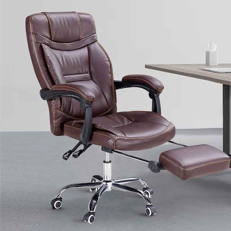 Modern Padded Arms Office Chair Leather Adjustable Seat Height Chair 1 Piece Clearhalo 'furn' 'furn_office_chair' 'Furniture' 'Office Chairs' 'Office Furniture' 'office_chair' 5920229