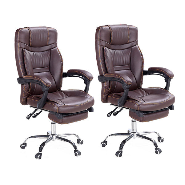 Modern Padded Arms Office Chair Leather Adjustable Seat Height Chair 2 Piece Set Clearhalo 'furn' 'furn_office_chair' 'Furniture' 'Office Chairs' 'Office Furniture' 'office_chair' 5920230