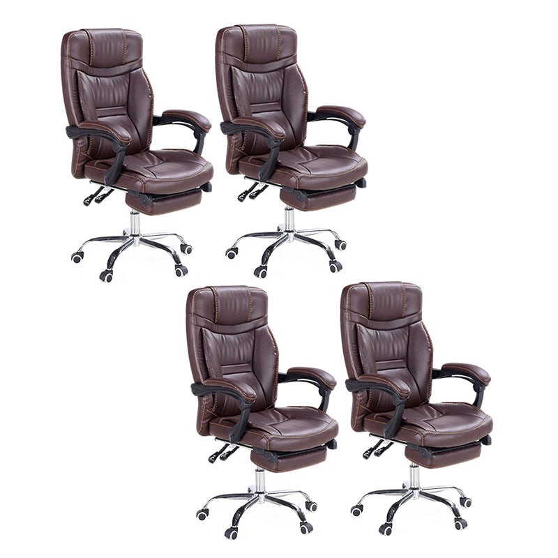 Modern Padded Arms Office Chair Leather Adjustable Seat Height Chair 4 Piece Set Clearhalo 'furn' 'furn_office_chair' 'Furniture' 'Office Chairs' 'Office Furniture' 'office_chair' 5920231