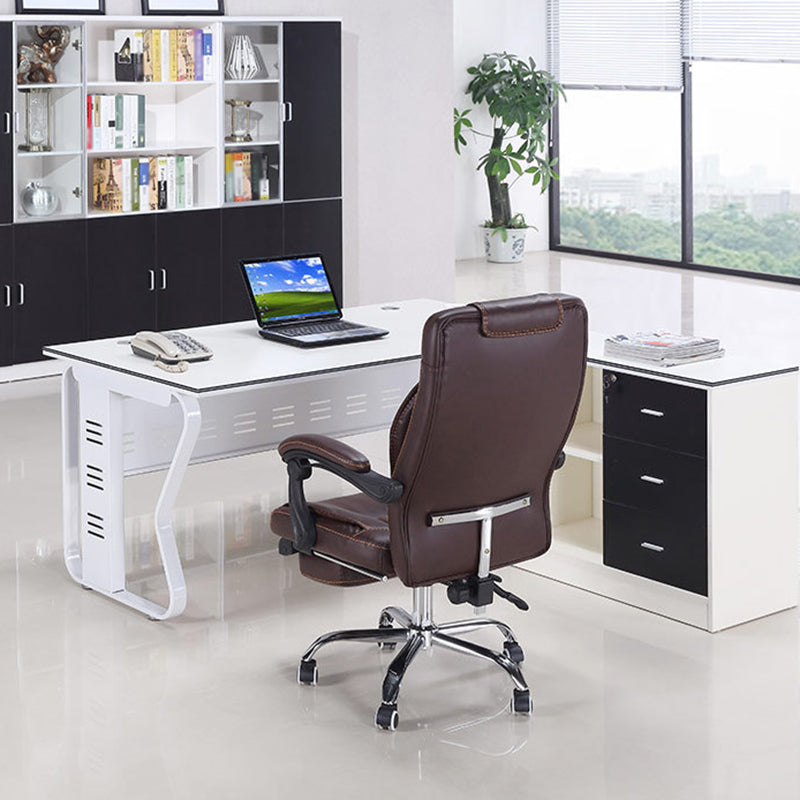 Modern Padded Arms Office Chair Leather Adjustable Seat Height Chair Clearhalo 'furn' 'furn_office_chair' 'Furniture' 'Office Chairs' 'Office Furniture' 'office_chair' 5920232