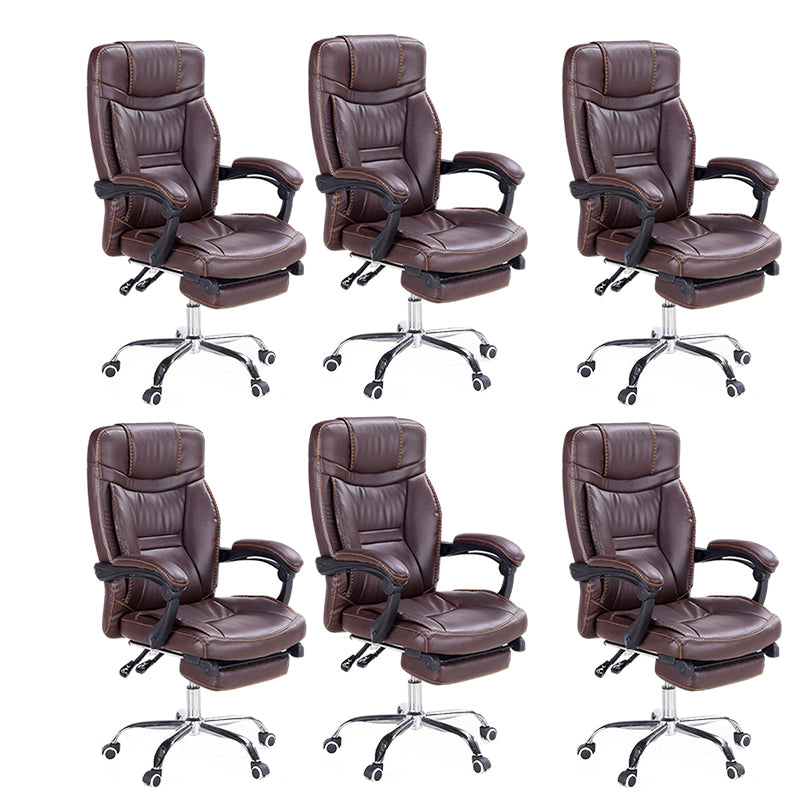 Modern Padded Arms Office Chair Leather Adjustable Seat Height Chair 6 Piece Set Clearhalo 'furn' 'furn_office_chair' 'Furniture' 'Office Chairs' 'Office Furniture' 'office_chair' 5920233