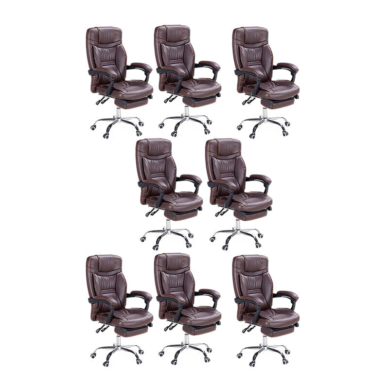 Modern Padded Arms Office Chair Leather Adjustable Seat Height Chair 8 Piece Set Clearhalo 'furn' 'furn_office_chair' 'Furniture' 'Office Chairs' 'Office Furniture' 'office_chair' 5920235